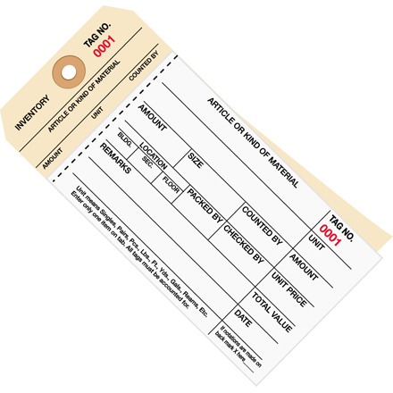 6 <span class='fraction'>1/4</span> x 3 <span class='fraction'>1/8</span>" - (0500-0999) Inventory Tags  2 Part Carbonless Stub Style #8