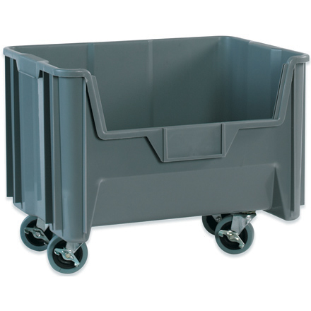 19 <span class='fraction'>7/8</span> x 15 <span class='fraction'>1/4</span> x 12 <span class='fraction'>7/16</span>" Gray Mobile Giant Stackable Bins