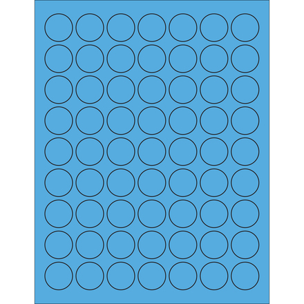 1" Fluorescent Blue Circle Laser Labels